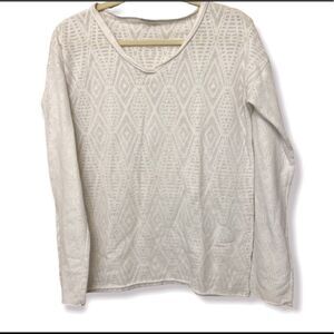 Prana white long sleeve sheer coastal beachy shirt top cotton blouse M